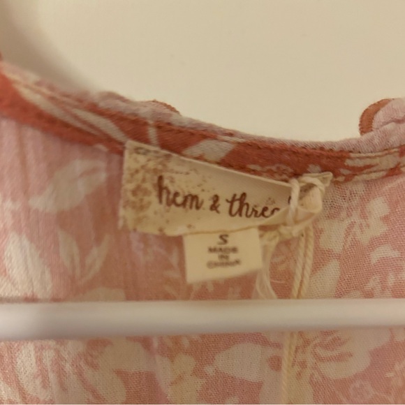 3/$25! NEW! Hem & Thread Dusty Coral Ruffle Babydoll Boutique Top S - Picture 15 of 15